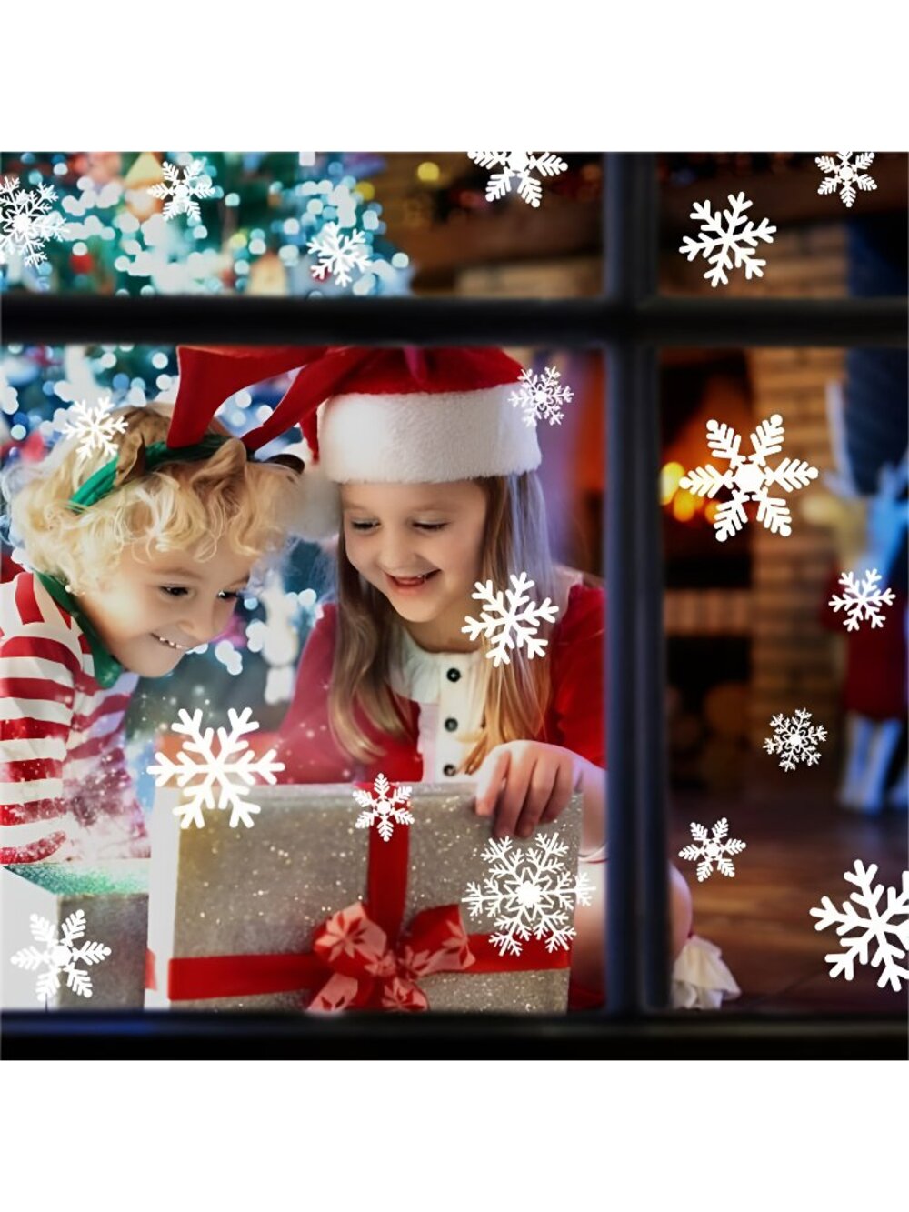 135Pcs Christmas Window Clings Snowflakes for Party Décor (5-Sheet)